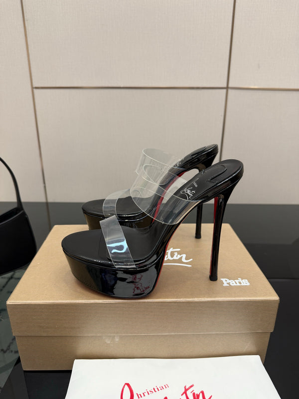 CL 2026 Just Loubi 14.5cm Mules Black PVC Lambskin 828175