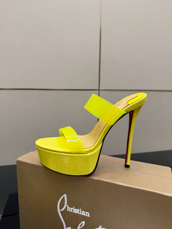CL 2026 Just Loubi 14.5cm Mules Yellow PVC Lambskin 828178