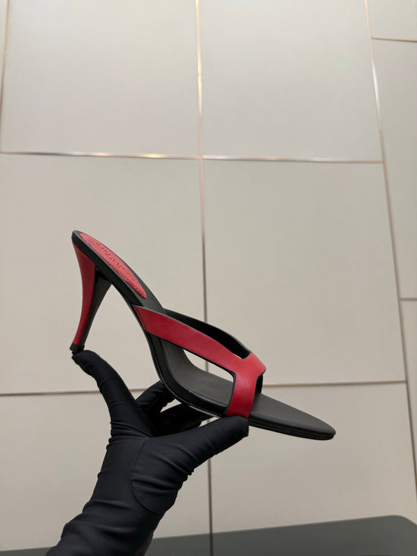 YSL Sandal 9cm Black Red Cowhide 828247