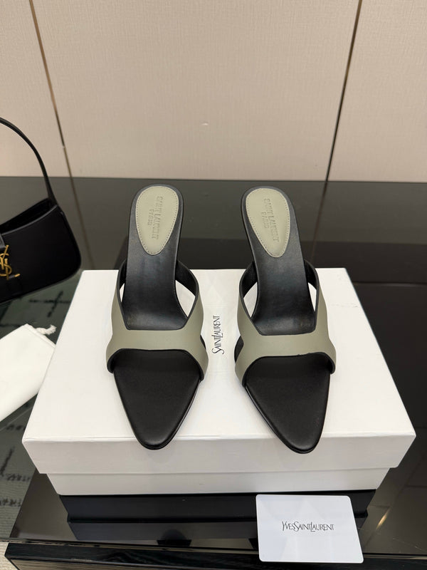 YSL Sandal 9cm Black Grey Cowhide 828248