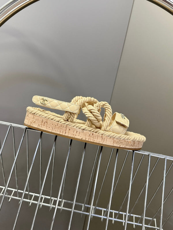 CC 2026 Sandal Beige Rope Calfskin 675899