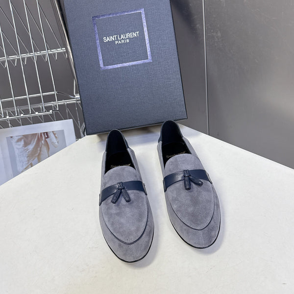YSL 26s Loafer Black Grey Leather 635583