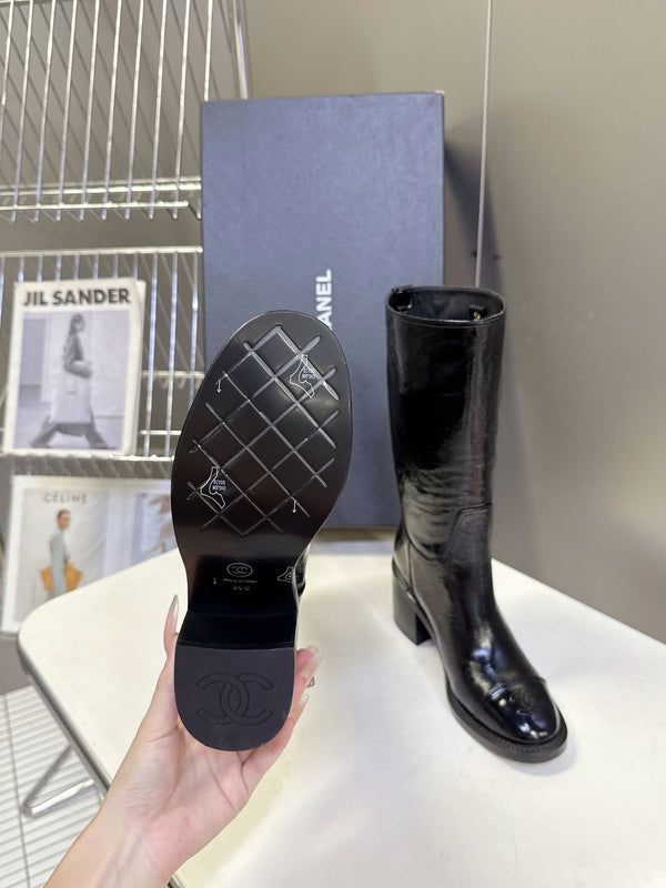 CC 26s Long Boots Black Glossy Lambskin 948049