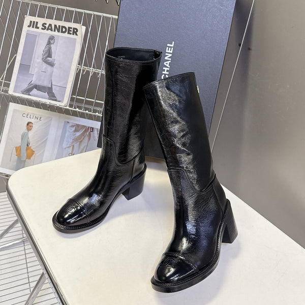 CC 26s Long Boots Black Glossy Lambskin 948049