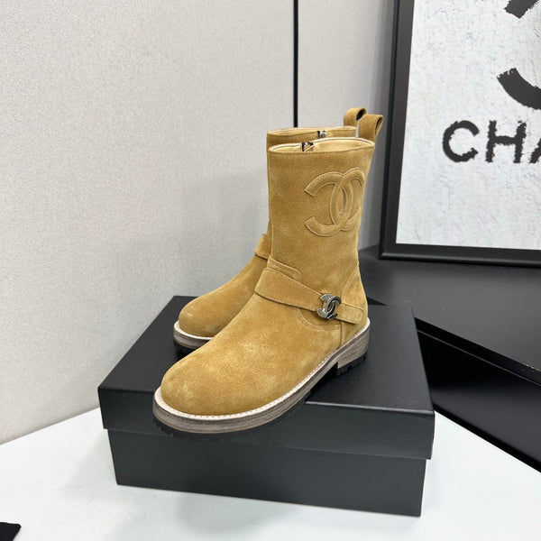 CC 26s Biker Mid-Calf Boots Brown Suede 986137