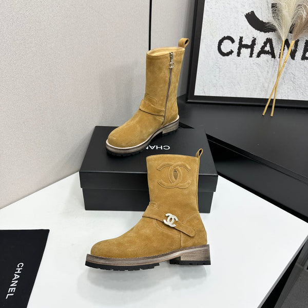 CC 26s Biker Mid-Calf Boots Brown Suede 986137