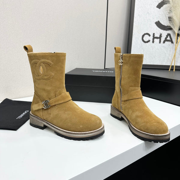 CC 26s Biker Mid-Calf Boots Brown Suede 986137