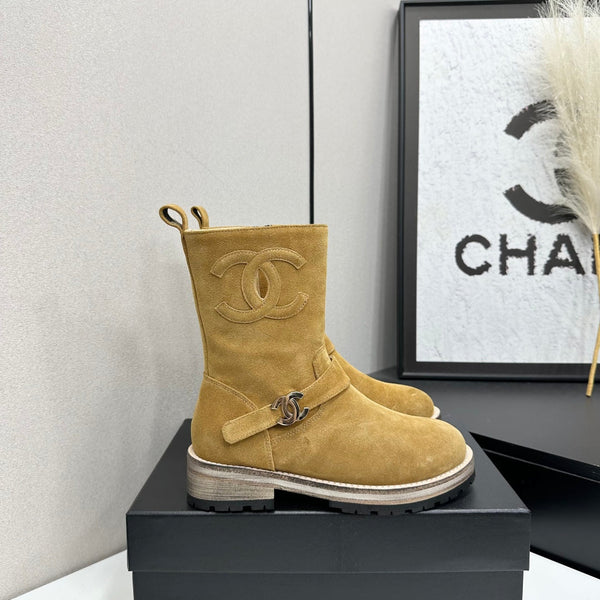 CC 26s Biker Mid-Calf Boots Brown Suede 986137