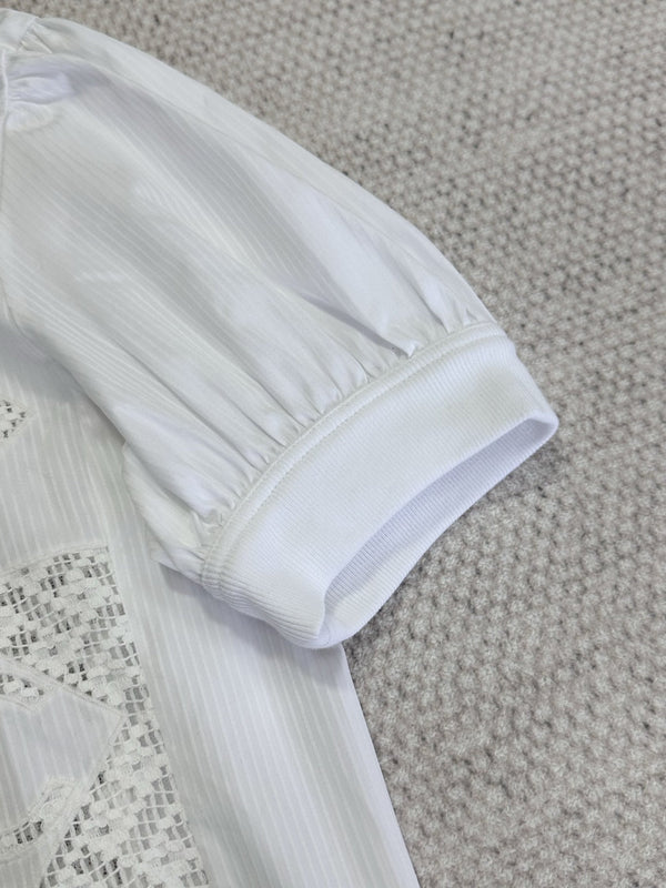CC 25 Appliqué Short Sleeves T-shirt White Cotton