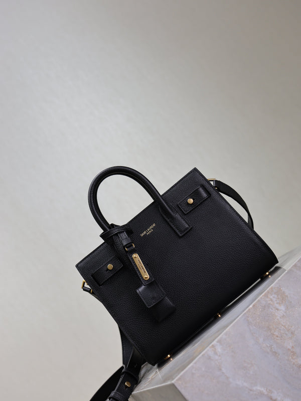 Prada Sac De Jour Nano 22cm Black Grain Cowhide GHW