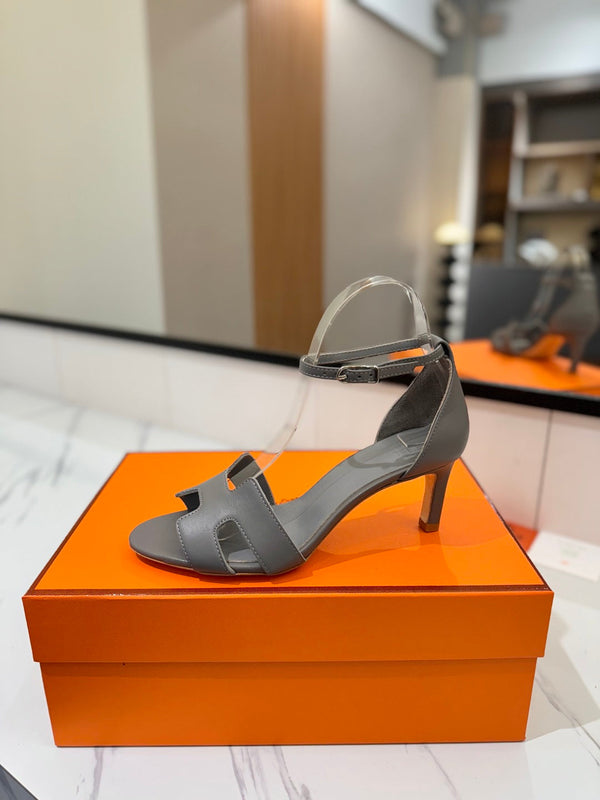 HM Joy 65mm Heeled Sandals Gray Flat Cowhide 294933