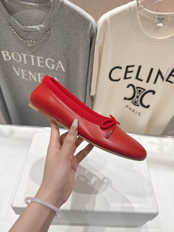 CL  26s Ballet Flats In Red Calfskin With Bow