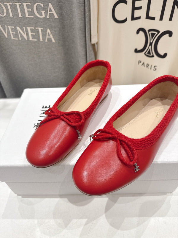 CL  26s Ballet Flats In Red Calfskin With Bow