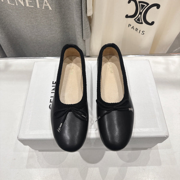 CL 26s Ballet Flats In Black Calfskin With Bow