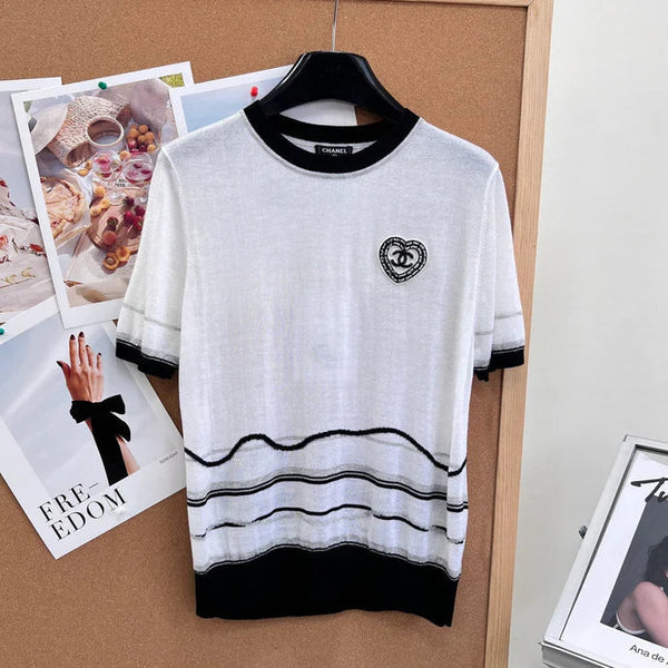 CC 2026 Knit Short-Sleeve Top White Cashmere 472931