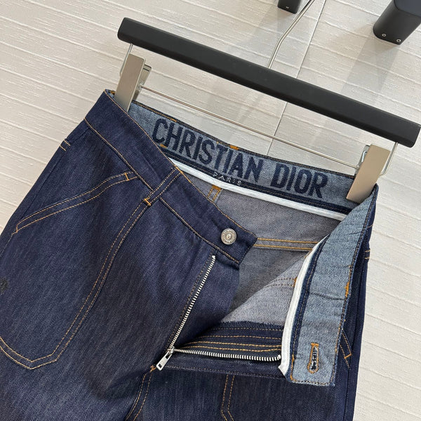 CD 25 Straight-leg Half-length Pants Blue Cotton