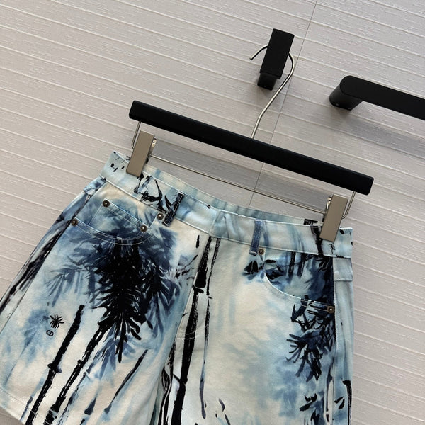 CD 25 Denim Short White Blue Black Cotton