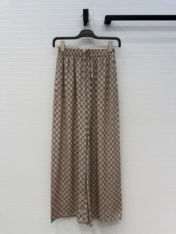 GG 26s Leisure Pants Beige Ebony Printed Silk 428587