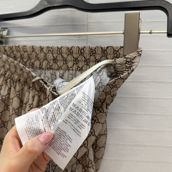 GG 26s Leisure Pants Beige Ebony Printed Silk 428587