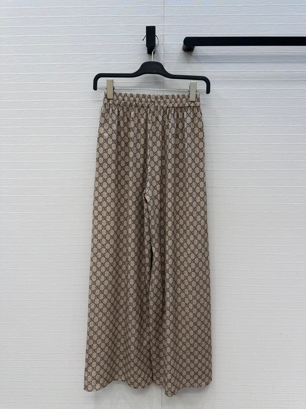GG 26s Leisure Pants Beige Ebony Printed Silk 428587