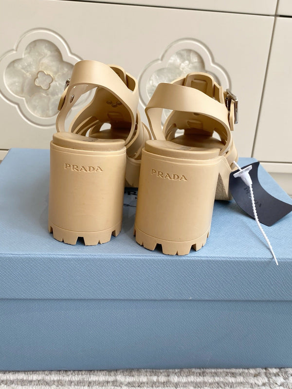 Prad 26s Fisherman Platform Sandals 8.5cm Beige Leather 122235