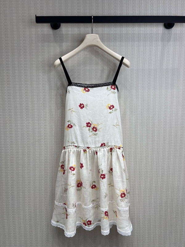 Prad 26s Embroidered Linen Mini-Dress With Floral Motif 400597
