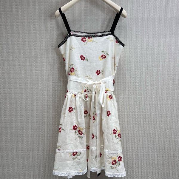 Prad 26s Embroidered Linen Mini-Dress With Floral Motif 400597
