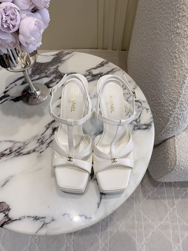 CC 26s Platform Stiletto Sandals 13cm White Sheepskin 723713