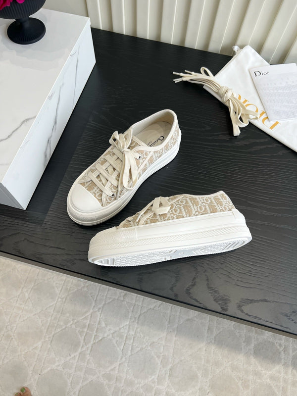 CD Dioriviera Walk'n'Dior Sneaker White Taupe Cotton 851243
