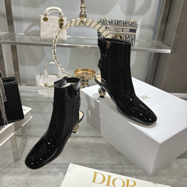 D-Idole Heeled Ankle Boot In Black Glossy Lambskin 996440