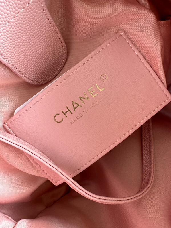 Chanel 2025 Backpack 23cm Pink Grained Calfskin 318275