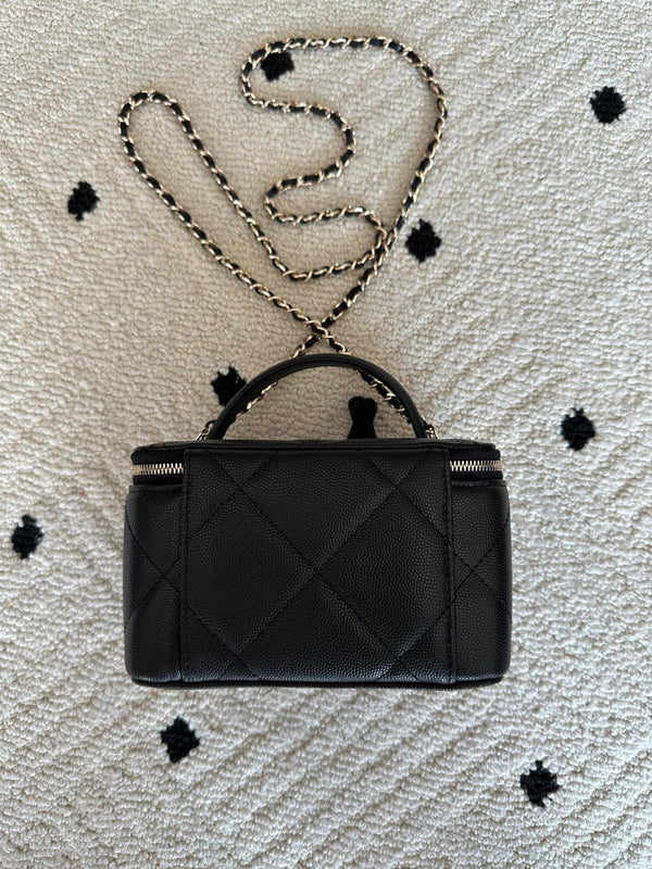 Chanel 2025 Vanity 17cm Bag Black Caviar Leather 320298