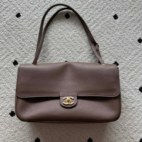 CC 26s Maxi Flap Bag 32cm Coffee Calfskin GHW