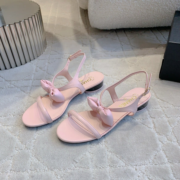 CC 26s Bow-Tie Flat Sandals Light Pink Lambskin 906130