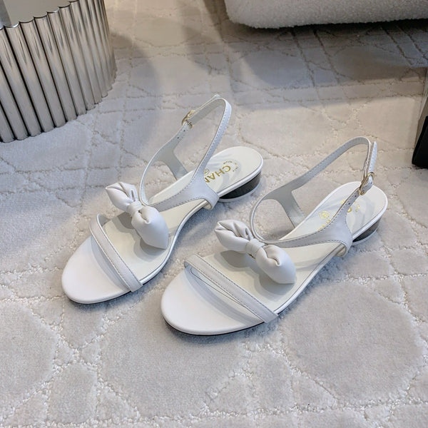 CC 26s Bow-Tie Flat Sandals White Lambskin 906132