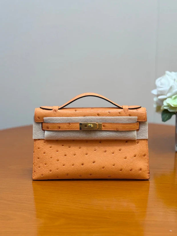 Hermes 2026 Mini Kelly Bag 22cm Ostrich Leather 284424