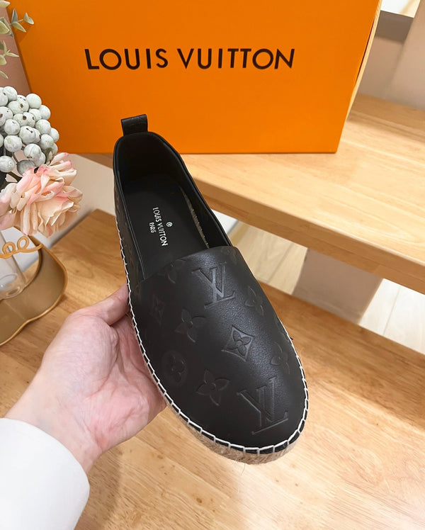 LV Embossed Espadrilles Black Sheepskin 240628