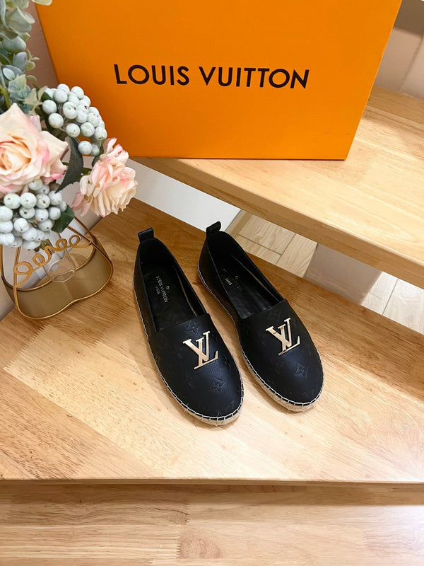 LV Embossed Fisherman Espadrilles Black Sheepskin 240629