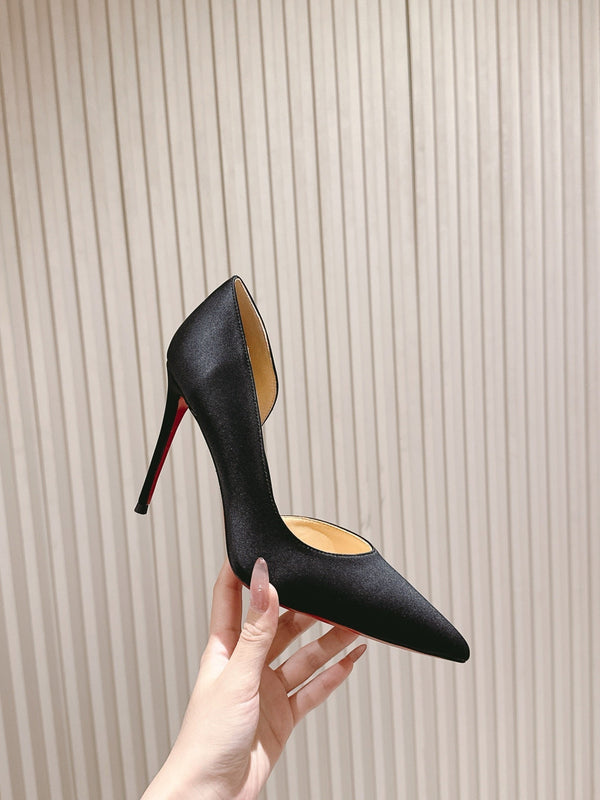 CL 25s Iriza Pumps 95mm Black Satin Leather 446683