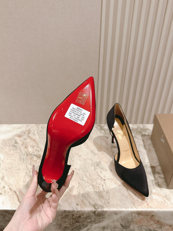 CL 25s Iriza Pumps 95mm Black Satin Leather 446683