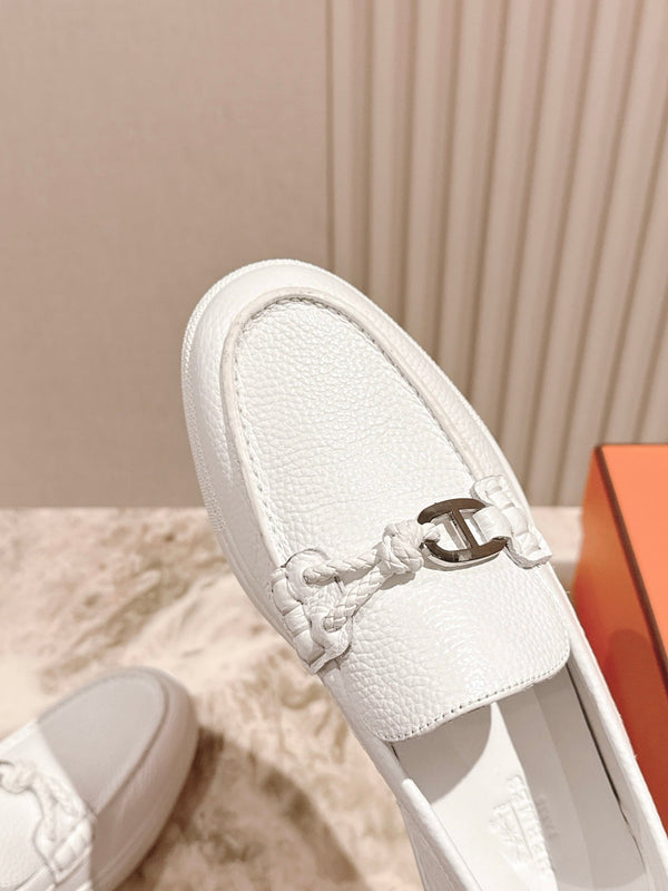 HM 25s Ignacio Loafer White Grain Leather Rubber 445336
