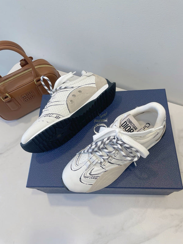 CD 26s D-Sketch Sneakers White Suede Lambskin 908096