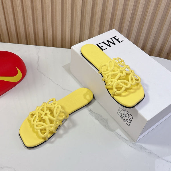 Petal Anagram Slide in Yellow Soft Calfskin 273742