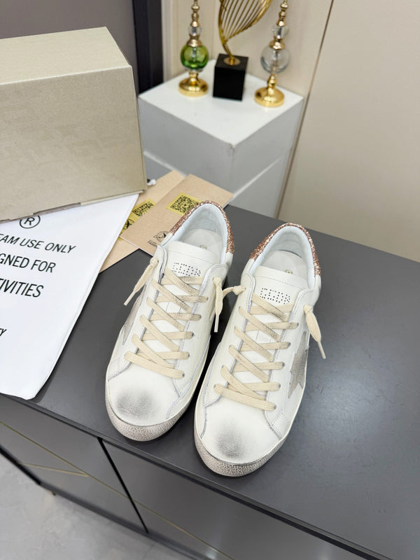 Golden Goose 26s Superstar Sneakers White Gold Pink Glitter Leather 735894