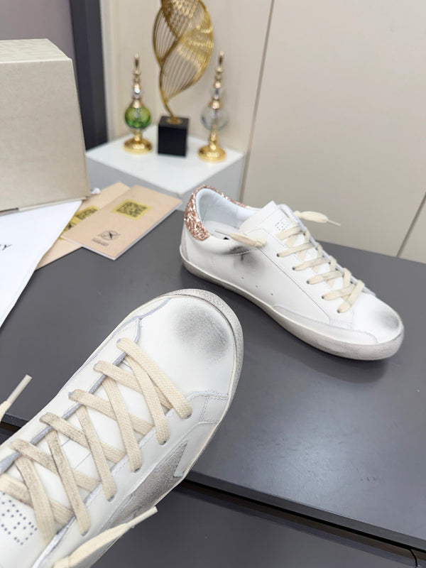 Golden Goose 26s Superstar Sneakers White Gold Pink Glitter Leather 735894