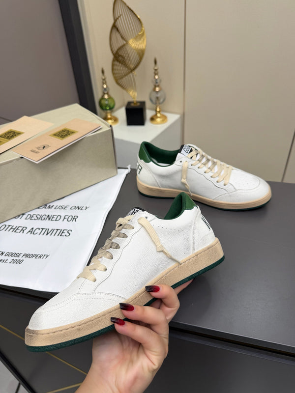 Golden Goose 26s Ball Star Sneakers White Green Leather 735898