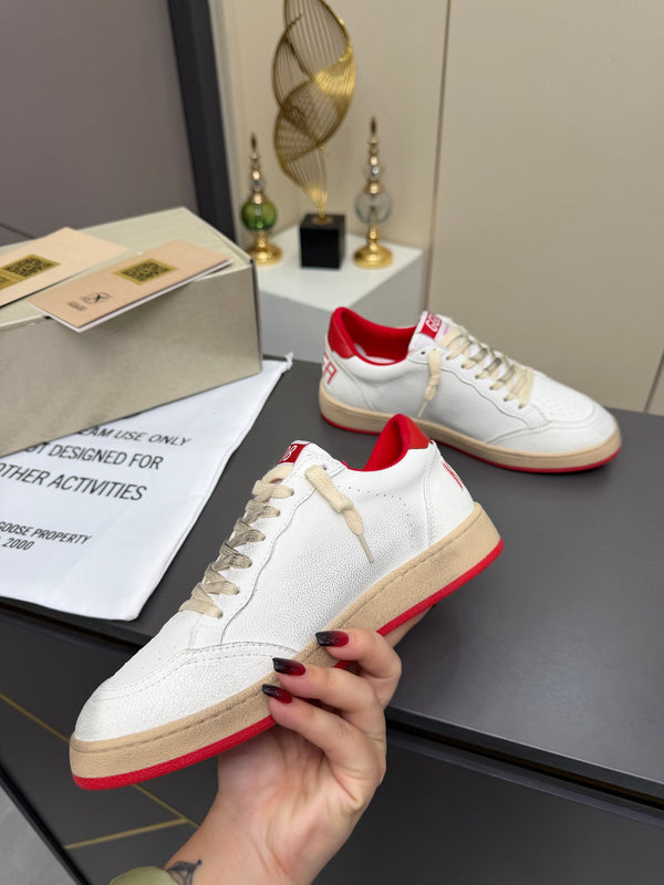 Golden Goose 26s Ball Star Sneakers Red White Leather 735901