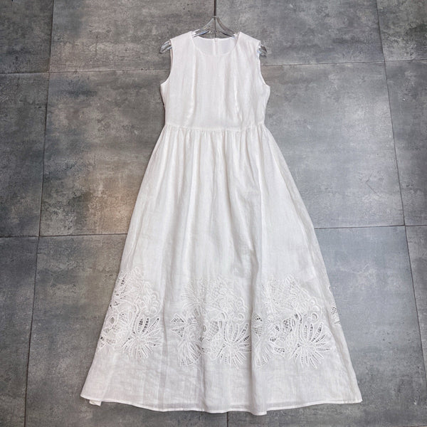 Max Mar 26s Maxi Dress White Linen 400510