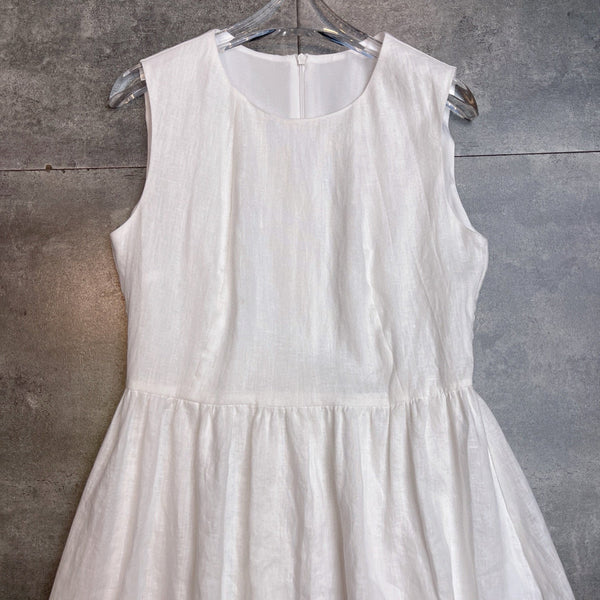 Max Mar 26s Maxi Dress White Linen 400510