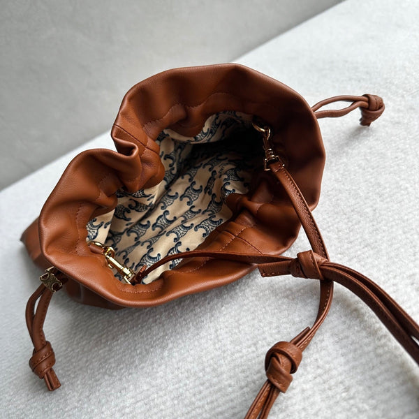 Celine Crystal Pouch Brown Lambskin